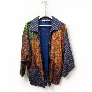 Vtg  Bethany Womens Jacket M Multicolor Patchwork Silk Evening Unique Bohemian